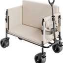 VEVOR 3-in-1 550lbs/220L Large Collapsible Folding Wagon, Convert to Bench, Foldable Beach Wagon with Wheels for Sand, Outdoor Utility Wagon for Groceries, Camping, Sports, Shopping
