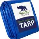 RUGGED RHINO All Weather 100% Waterproof Heavy Duty Tarp, 10x20, UV Temperature Resistant Tarps, High Durability Multipurpose Cover, for Home Outdoor Winter Snow Clean Up, Camping, 5 Mil, 1 Pack, Blue