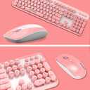 FOPETT Keyboard and Mouse Sets Wireless, Reliable 2.4 GHz Connectivity for PC,Laptop,Smart TV and More (Pink)