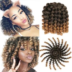 3 Packs Jamaican Bounce Crochet Hair 8 Inch Wand Curl Crochet Hair Curly Bounce Crochet Braids Hair Extension Twist Hair(1B/27#)
