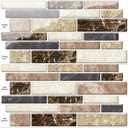 10 Sheets Peel and Stick Backsplash, Peel and Stick Tiles, Marble Look Wall Tiles Backsplash for Kitchen and Bathroom, Livingroom, 12"x12", Brown