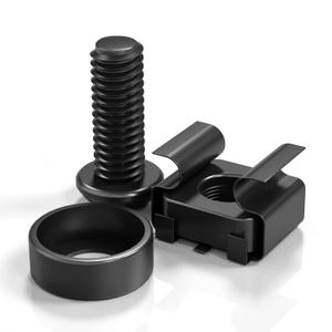 50 PACK M6 x 16mm Rack Mount Cage Nuts, Screws and Washers for Rack Mount Server Cabinet, Rack Mount Server Shelves, Routers, Rack Mount Screws and Square Insert Nuts, Self-Locking Cable Ties for Free (Black)