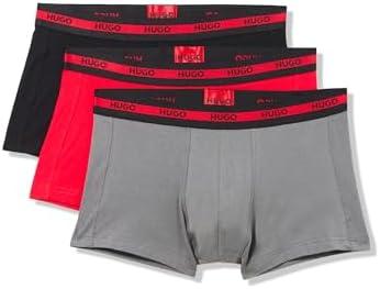 HUGO Men's Pack of 2, Bold Logo Cotton Stretch Trunks, L, Red, Black