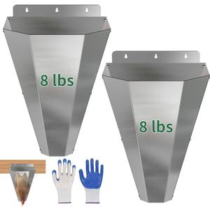 Medium Chicken Cone, Stainless Steel Poultry Restraining Cone with 2 Pairs of Safety Gloves, Flat Back Design, Chicken Processing Equipment for Laying Hens, Broilers, and Turkeys up to 8 lbs (2 Pack)