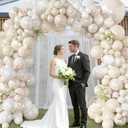 Amandir 173 Pcs Pearl White Balloon Arch Garland Kit, Double-Stuffed Pearl Ivory White Sand Clear Baptism Balloons for Wedding Bridal Shower Engagement First Communion Birthday Party Decorations