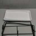 3-Tier Melamine Serving Tray Set, 14"x7" Platters for Serving Food, White Reusable Trays with Black Metal Display Stand for Cupcakes, Sevring Food, Dessert, Fruit, Cookie, Black