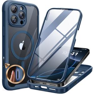 Miracase Magnetic for iPhone 16 Pro Case Full-Body Phone with Built-in Glass Screen Protector, [Compatible with MagSafe] Military Drop Proof 16 Pro Cover Bumper 6.3 inch, Blue