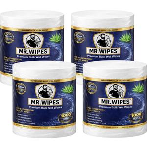 MR. WIPES Premium Bulk Wet Wipes – 1800 Count per Roll, Gym & Fitness Equipment, Commercial Use, 8” x 6” Sheet, Pro Series 40 GSM