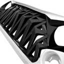 Front Grill Shark Grille Compatible with 2007-2018 Jeep Wrangler Rubicon Sahara Sport JK JKU, White and Black