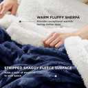 Bedsure Sherpa Blanket Queen Size for Bed - Super Soft, Cozy Fleece Thick Warm Blanket for Winter, GentleSoft Home Room Decor, Navy Blue, 90x90 Inches