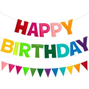 Happy Birthday Banner Rainbow Birthday Felt Garland Banner Personalized Colorful Pennant Flag Banners for Party Decorations