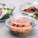 Set of 6 Pieces Round Tempered Glass Casserole Dish with Lids, Glass Casserole Baking Dish Set for Oven, Freezer and Dishwasher Safe - 0.7QT+1QT+1.5QT