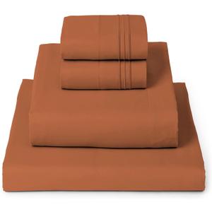 Mellanni Queen Sheets Set - 4 PC Iconic Collection Bedding - Hotel Luxury, Extra Soft, Cooling Bed Sheets - Wrinkle, Fade, Stain Resistant (Queen, Terracotta)