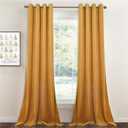 StangH Yellow Velvet Curtains 96 inches - Kids Room Velvet Privacy Drapes Light Blocking Grommet Curtains for Drawing Room/Hall, Warm Gold, 52 by 96 Inches, 2 Panels