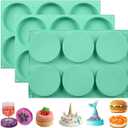 4Inch Round Silicone Mold for Baking, 3Pcs Large Silicone Muffin Top Pan Non-Stick, 6-Cavity Baking Mold for Breakfast Sandwiches Hamburger Egg Whoopie Pie (0.78Inch Deep)