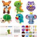 BOLDNOVA 6PCS Crochet Kit for Beginners, Knitting Kit with Step-by-Step Video Tutorials, Beginner Crochet Kit for Adults, Crochet Animal Kit for Beginners Kids, Complete Kit Included 6 Cute Animals (P