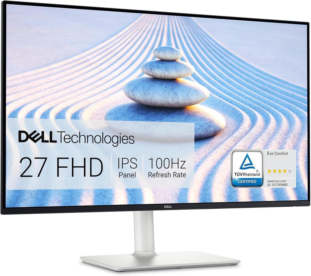 Dell S2725HS 27 Inch Monitor, FHD (1920x1080) Display, 100Hz Refresh Rate, 1500:1 Contrast Ratio, TV Rheinland Eye Comfort 4 Star, Integrated 2x5W Speaker, Height/Tilt/Swivel/Pivot- Ash White Color