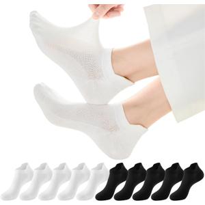 J-BOX Ankle Socks for Women 10 Pairs, Women's Thin Athletic Socks With Tab, Breathable Low Cut Moisture Socks for Summer (6-9)
