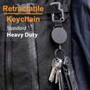 DELSWIN Retractable Key Chain Key-Rings - Heavy Duty Key Holder Belt Clip with Multitool Carabiner, Keychain Lanyard Badge Reels (Pack of 3)