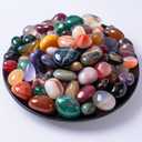 Polished Stone Pebbles Set Mixed Crystals, 72 Pcs 0.5" Handpicked Tumbled Stones Decorative Rocks for Reiki, Chakra, Healing, Home Decor, Mixed Pebbles