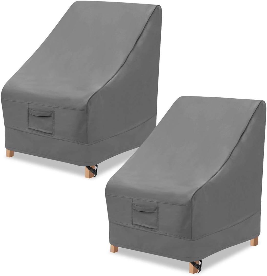 Vailge Outdoor High Back Chair Cover,Waterproof Patio Chair Covers,600D Heavy Duty Lawn Chair Covers Windproof Outdoor Furniture Chair Cover - (2 Pack - 35" L x 28W x 35" H , Grey)