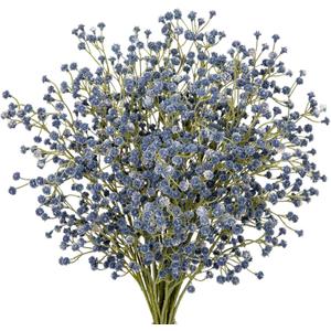 DILATATA 10 Pack Baby's Breath Artificial Flowers Bulk 3 Branches Faux Baby Breath Plastic Flowers Fake Gypsophila Flower Arrangement Fake Flowers Bouquet for Wedding Home Decor Blue Baby Breath