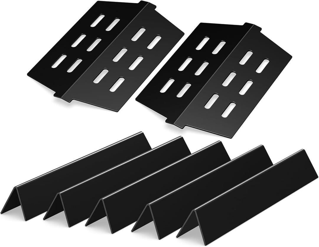 Grill Parts for Weber Genesis 300 Series, 17.5" Flavorizer Bars & Heat Deflectors for Weber Genesis E/S-310, 320, 330 with Front Control Knobs, Porcelain Enameled Heat Plates for Weber 7620, 7621