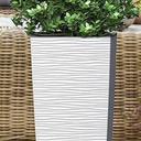 Janska Evergreen Heavy Duty Tall Planters for Outdoor Plants, Indoor Grande Plant Pots, Boxes, Trees, Flower Pots, 2-Piece Duo Set, 1.8 Gallon, Modern Design, Built-in Drainage, Front Porch Decor, Light Grey