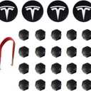 Tesla Model 3 Y Wheel Hub Caps Center Cover Silver Matte (4PCS) for XINFOOB Modification Hubcaps Tesla Accessories (White T)