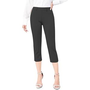 Davena Women's Dressy Capris Dress Pants Business Casual Slim Fit Lightweight Office Small, Color: Charcoal