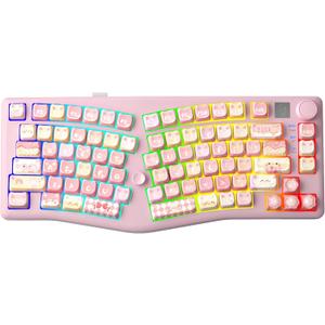 LEOBOG A75 Wireless Mechanical Keyboard, 75% Split Alice Layout, Hot-Swappable RGB Backlit with Knob & Cat Keycaps, 2.4G/USB-C/BT5.0 Cute Creamy Gaming Keyboard - Barbie Switch, Pink