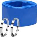 Lay-Flat Pool Backwash Hose - 3" x 25Ft Reinforced Heavy Duty PVC Discharge Hose Weather-Proof Vinyl Pool Drain Hose for Water Transfer with 2 clamps