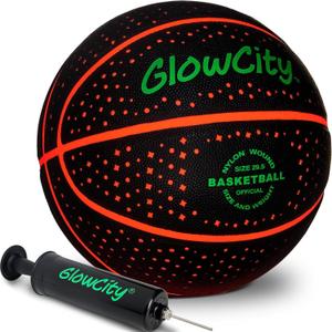 GlowCity Glow in The Dark Basketball - Size 5, 6, 7 Light Up Ball for Kids, Teens & Adults - Night Outdoor Games - Sports Birthday Gifts Ideas for Boys Ages 6 7 8 9 10 11 12 13 14 15