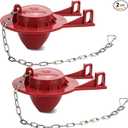 2 Pack 2-Inch Universal Toilet Flapper Replacement Kit - Fits Kohler, Toto, American Standard - High Performance Water-Saving Toilet Tank Flapper with Stainless Chain & Hook, Easy to Install Red