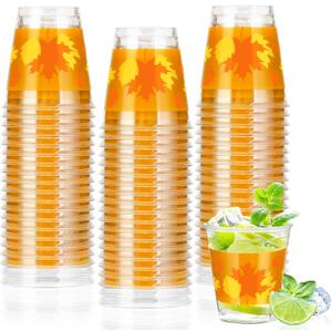60 Pcs 1.5oz Thanksgiving Disposable Shot Glasses, Clear Plastic Yellow Maple Leaf Cups for Turkey Dinner, Thanksgiving Party & Fall Harvest Gatherings Supplies(60, Yellow Maple Leaf)
