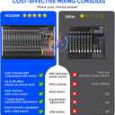 16 Channel Audio Mixer Professional Sound Mixing Board with 99 DSP Effects, 7-band EQ Digital DJ Mixer Console w/USB Bluetooth MP3 for Recording, Independent 48V Power & Mute Button