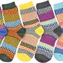YZKKE 5Pack Womens Vintage Winter Soft Warm Thick Cold Knit Wool Crew Socks, Multicolor, free size (Q-10)