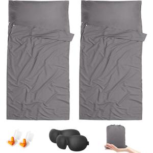Sleeping Bag Liner,Travel Sheet & Adult Sleep Sack, Camping Sheets Travel Sleep Sack for Backpacking,Hotels & Hostels -Lightweight Single &Double Travel Sheet Camping Sheets