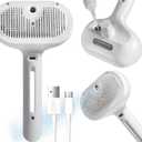 2 x Spray Cat Pet Grooming Brush with Water Sprayer - Hair Removal Comb for Cats and Dogs, White Shedding and Bath Brush with Steam Release