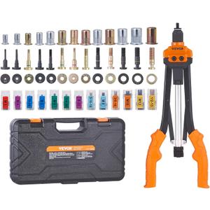 VEVOR Rivet Nut Tool, 16 inch Rivnut Tool Kit with 13PCS Metric and SAE Mandrels, 186PCS Rivet Nuts, Semi-auto Retraction, M3, M4, M5, M6, M8, M10, M12, 1/4-20, 5/16-18, 3/8-16, 1/2-13, 8-32, 10-24
