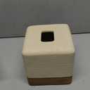 Natural Travertine Match Wooden Square Tissue Box Cover Decorative,Resin Heavy Sturdy Tissue Box Holder, Facial Paper Holder for Bathroom Vanity Countertop, Bedroom Night Stand,Office and End Table