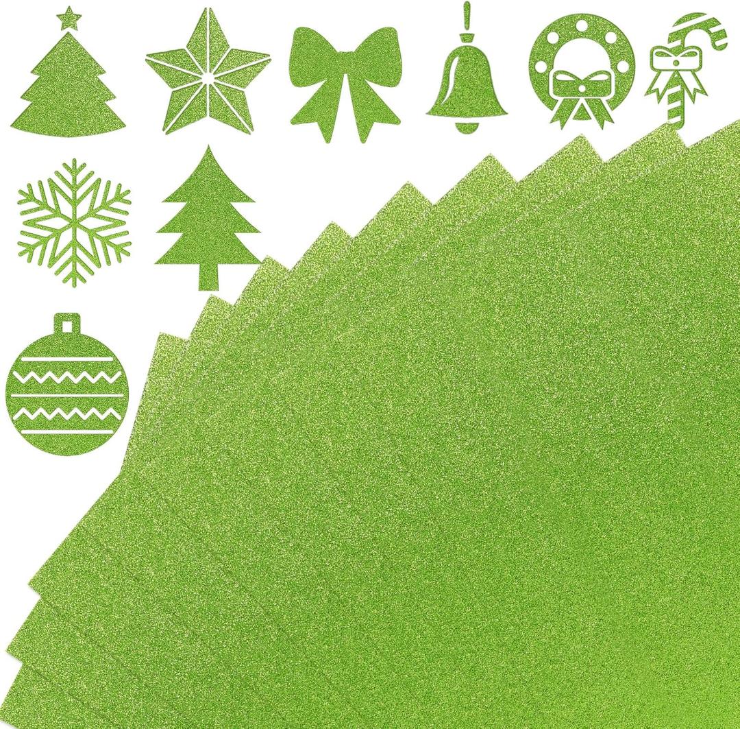 30 Sheets Green Cardstock 8.5x11 Glitter Card Stocks Heavyweight 250gsm Sparkling Scrapbook Paper Green Construction Paper for St Patricks Day Card Making DIY Crafts Birthday Party Decorations