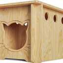 Pinewood Cat House, Wooden Bunny Rabbit Cat Hutch Outdoor Pet Cage Shelter Feral Cat House, Small Pet House and HabitatsEasy to Assemble