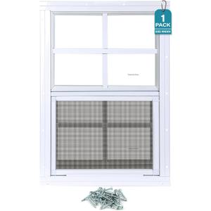 Melkus Shed Windows 1 Piece 12"x18" Flush Mount Household Windows with Tempered Glass and Screen, Sliding Windows for Chicken Coop, Shed, Garage, Playhouse, Barn,Greenhouse, White