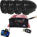 12V 4 Channel UTV ATV Golf Cart Motorcycle Weatherproof Bluetooth Speakers MP3 Music Player Sound Audio Stereo Amplifier System AUX in USB SD FM Radio Motorbike Speaker