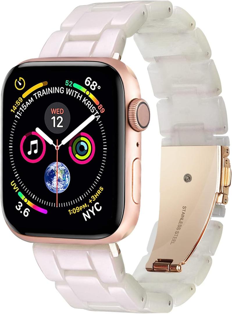HOPO Compatible With Apple Watch Band Thin Lightweight Resin Strap Bracelet Fashion Wristband Replacement For iWatch Bands Series Ultra 11 10 9 8 7 6 5 4 3 2 1 SE for Women Men