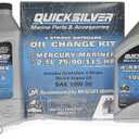 Quicksilver 4-Stroke Oil Change Kit – for Mercury Outboard Engines – 15, 20, 25, 30, 40, 50, 60, 75, 90, 115, 150, 175, 200, 225, 250, 300, 350, 400 HP, Unspecified