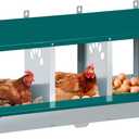 Chicken Nesting Box, 3 Compartment Metal Nesting Box, 3 Room Wall Mountable Nesting Boxes for Chicken, Indoor & Outdoor Use, Green