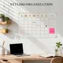 Acrylic Calendar for Wall, 24"x16" Gold Dry Erase Board Weekly Planner Wall Mounted Board, Frameless White Board for Home, Office, School