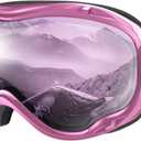 ZIONOR Lagopus B1 Ski Goggles OTG Anti fog Snow Goggles UV Protection Snowboard Goggles for Men Women Adult Youth (One Size, C5-vlt 11% Pink Frame Revo Purple Lens)